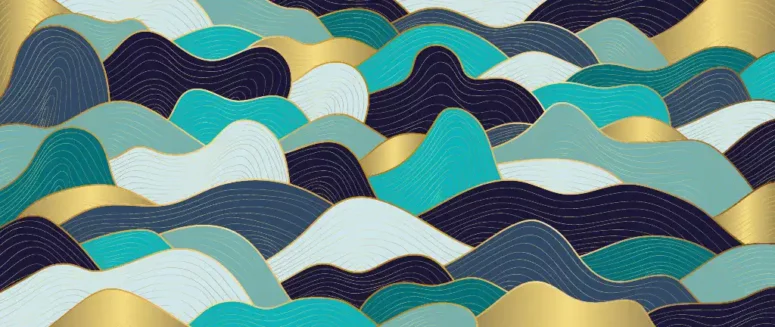 ToF Behang goud luxe met lijntekeningen