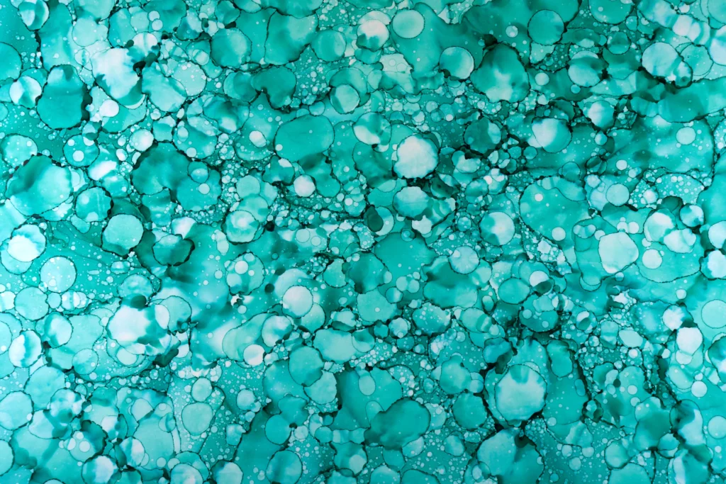 ToF Behang groenblauw abstract met waterdruppels