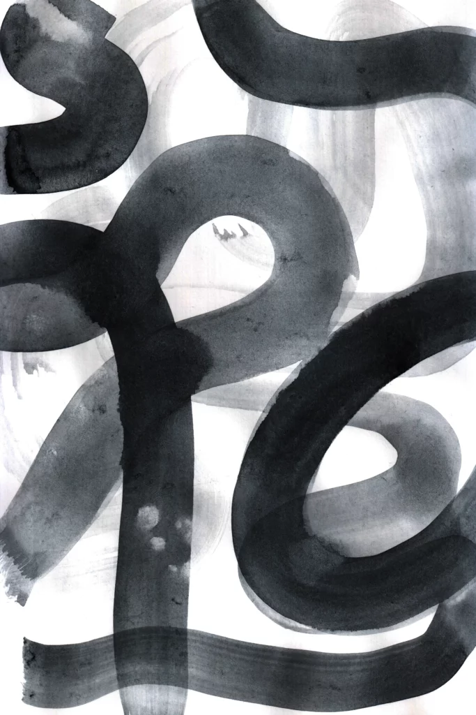 ToF Behang kunst zwarte penseelstrepen