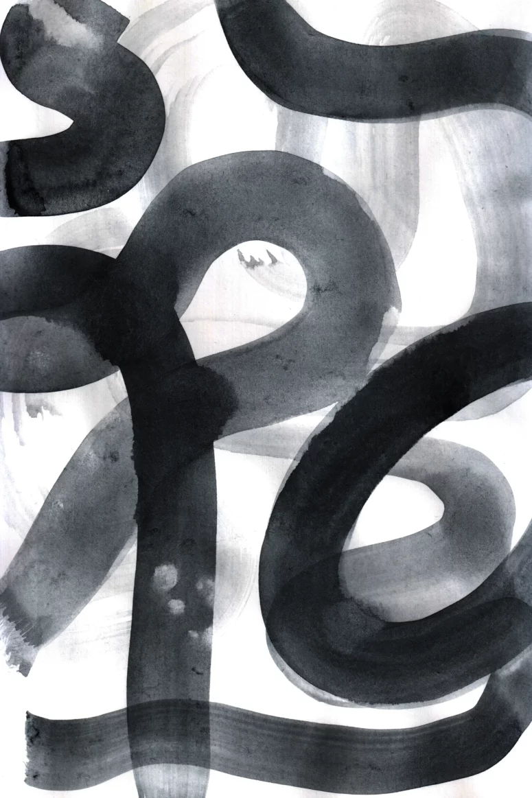 ToF Behang kunst zwarte penseelstrepen