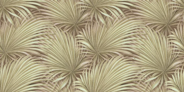 ToF Behang palmbladeren met natuurlijke beige kleuren