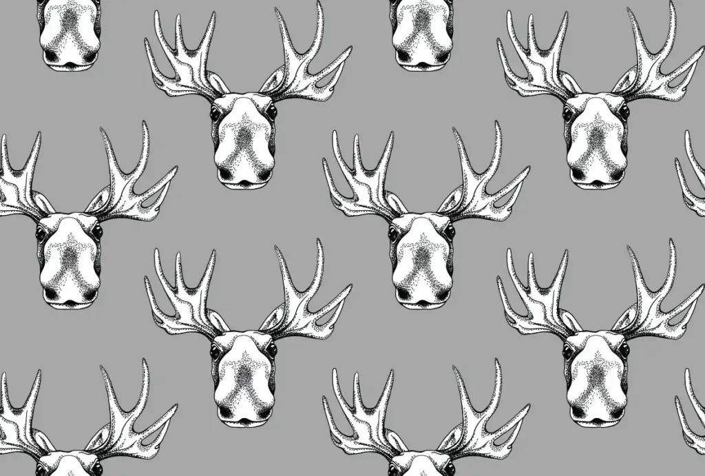 ToF Behang dier illustratie elanden op grijze achtergrond