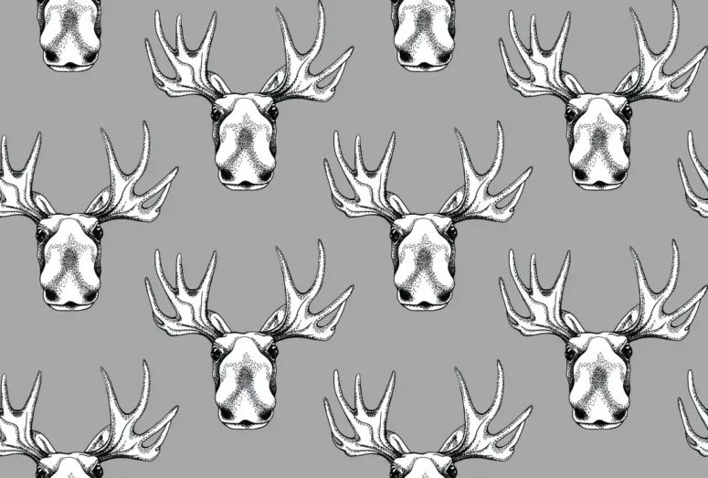 ToF Behang dier illustratie elanden op grijze achtergrond