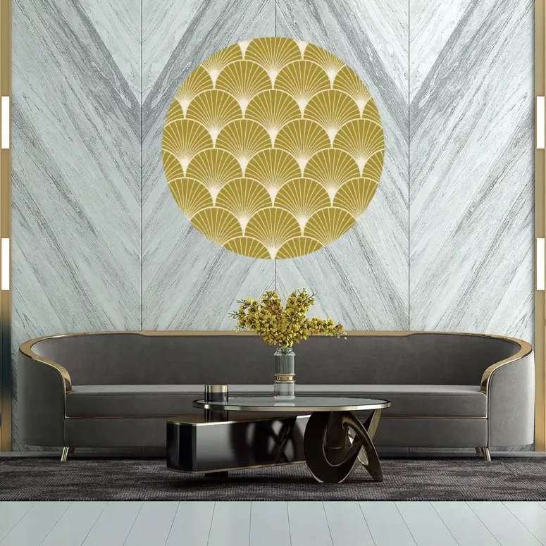 ToF Behangcirkel kunst overlappende gouden bogen