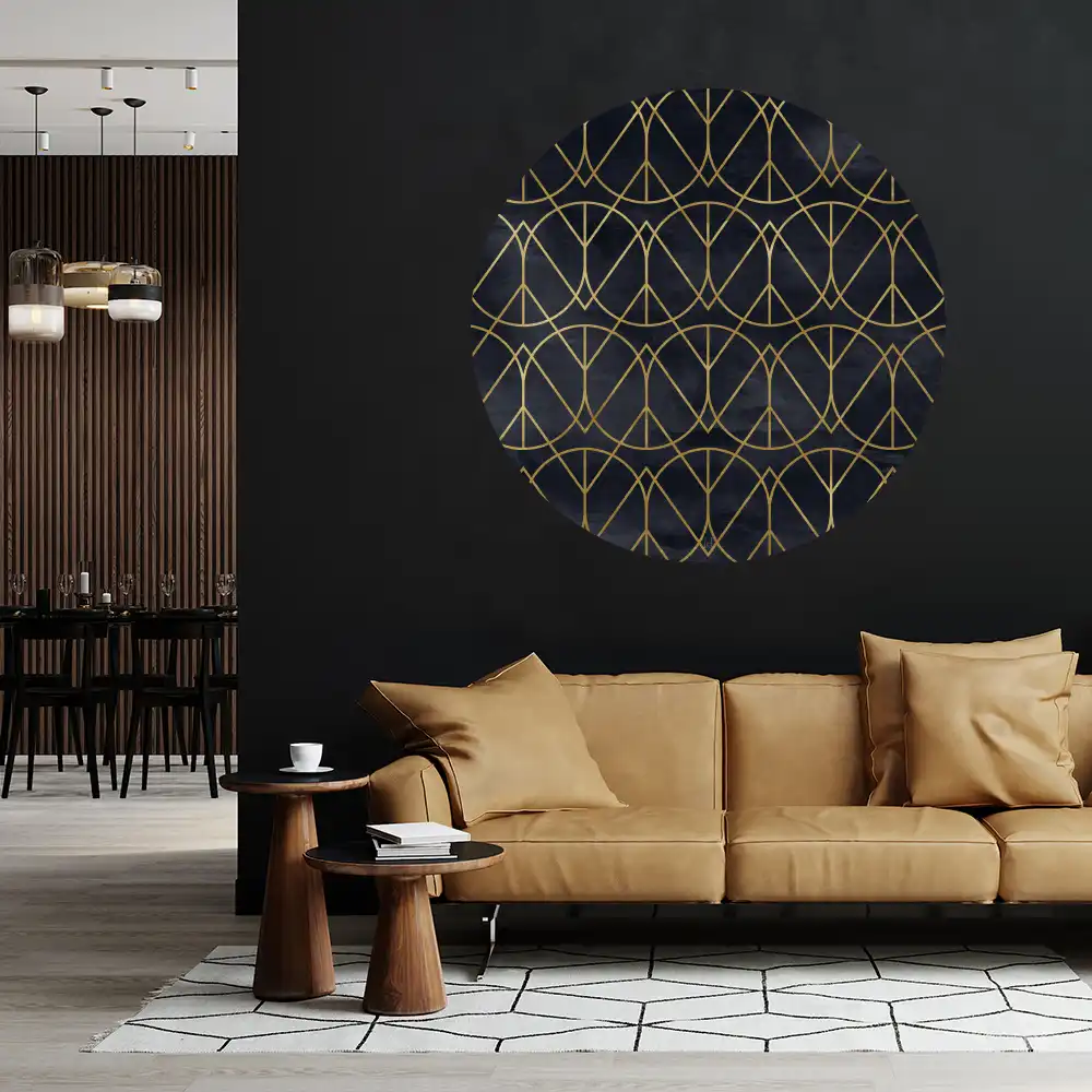 ToF Behangcirkel kunst gouden patroon met donkere achtergrond
