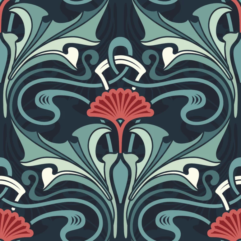 ToF Behang bloemen smaragdgroene tuin met rode bloemen