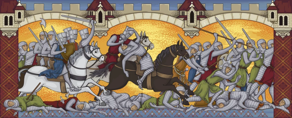 ToF behang kinderen aanval middeleeuwse ridders