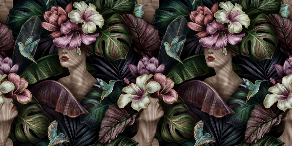 ToF Fotobehang bloemen patroon tropisch