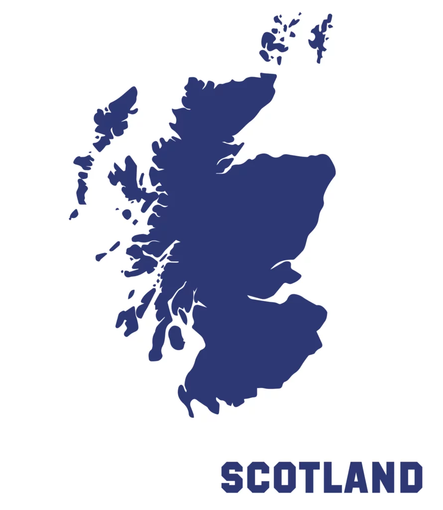 ToF Behang landkaart Schotland in blauw