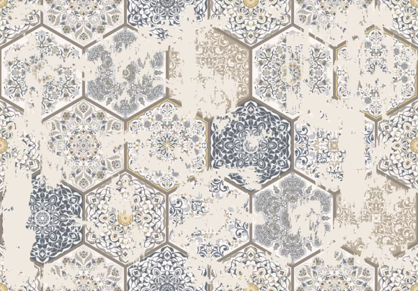 ToF Behang mooi handgetekend abstract patroon van tegels