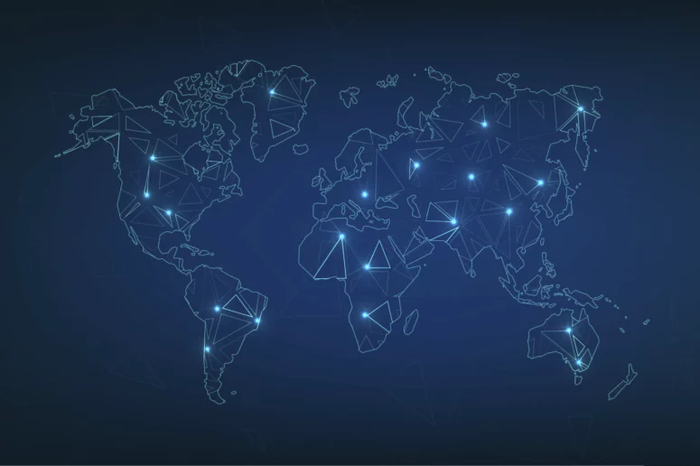 ToF Behang wereldkaart met driehoeken