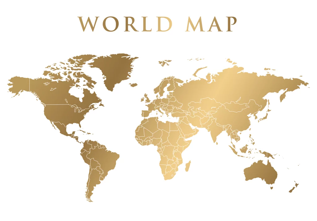 ToF Behang wereldkaart in goud