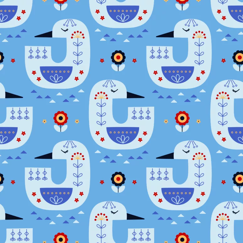 ToF Behang bloemen en eenden