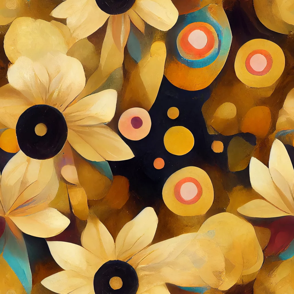 ToF Behang bloemen patroon met lichtgele en gouden kleuren