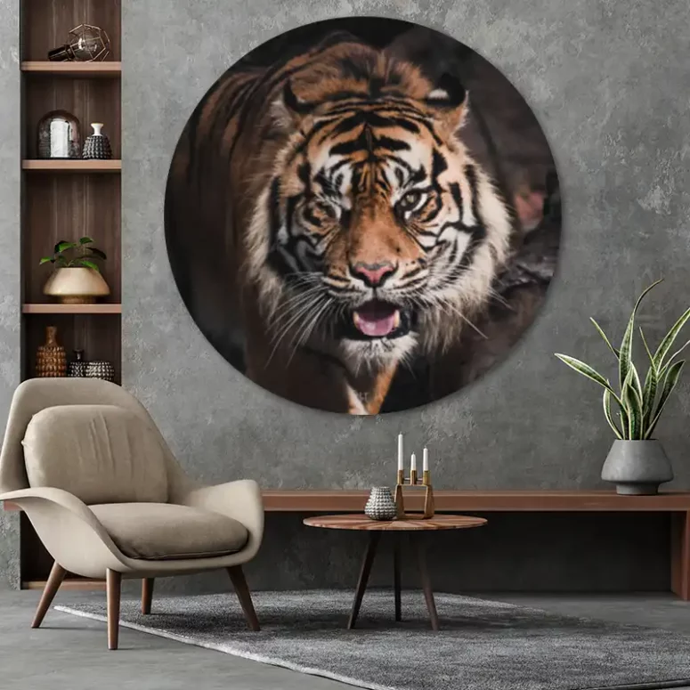 ToF Behangcirkel dieren tijger met knipoog